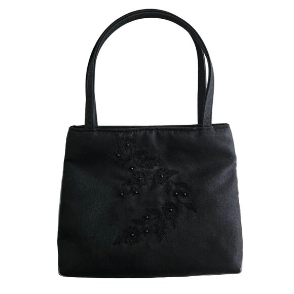 Nordstrom Handbags - Nordstom Floral Embroidery & Beaded Mini Evening Purse Bag | Like New | Black